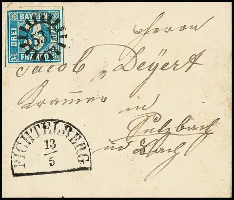 "531", gMR avec HK "Fichtelberg" net sur lettre de cabinet avec 3 Kr. bleu