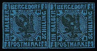 1/2 Sch. black/dark blue, unused cabinet pair, photo exp. Mozek. Mi. 350,-