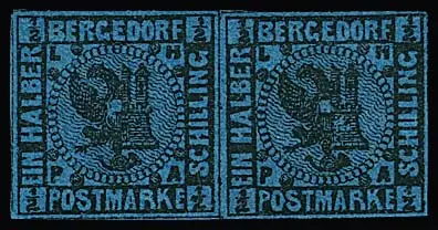 1/2 Sch. noir/bleu foncé, paire de cabinet non utilisée, photo exp. Mozek. Mi. 350,-