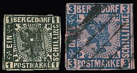 1 Sch. noir et 3 Sch. bleu/rose, deux timbres authentiquement oblitérés avec défauts, attestations Mozek chacune. Mi. 3000,-