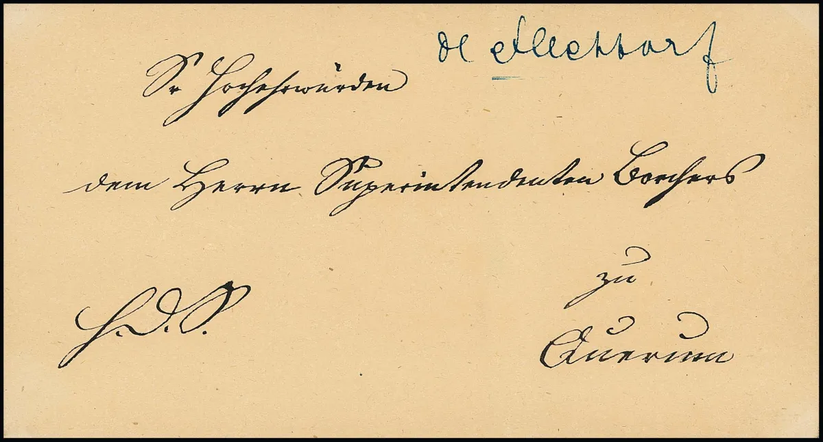 "Flechtorf", (1855), "De Flechtorf" ms. sur lettre de diligence pour Querum