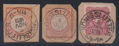 "Königslutter", K2 de réexpédition sur trois fragments de lettre, 1/2 Gr. petit et grand Brustschild resp. 10 Pfge., une expertise photo Sommer