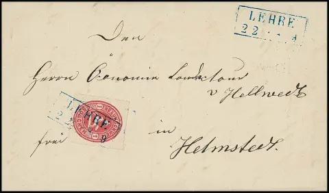 "Lehre", Ra2 bleu sur lettre magnifique armoiries 1 Gr. rose