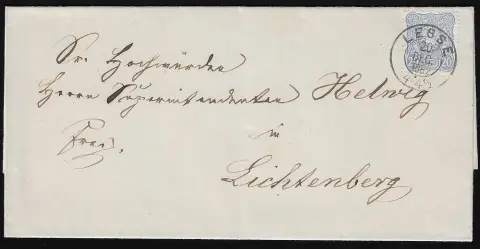 "Lesse", nachverw. K2 auf Brief 20 Pfg. 1878