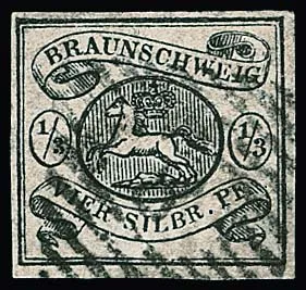 1/3 Sgr. černá (sign. Brettl), a dvakrát 1 Sgr. černá/plavá, jednou převrácený vodoznak, tři orazítkované kabinetní kusy, Mi. 580,-