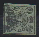 1/2 Gr. noir/vert parfaitement oblitéré, signé Brettl. Mi. 500,-