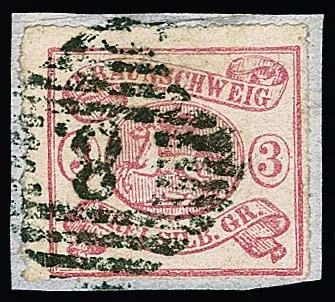 3 Sgr. karminrosa, Kabinettbriefstück mit NS "8" (Braunschweig), sign. Rohr, Fotoexp. Brettl. Mi. 650,-
