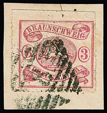 3 Sgr. lilac pink on cabinet letter piece with NS "8", signed Brettl, Engel, Thier. Mi. 650,-