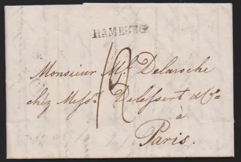 "Hamburg", 1778/1801/1803, divers L1 dont "HAMBOURG" (sur lettre de Flensburg 1778) sur trois lettres étrangères vers la France