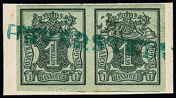 "Beverstedt", blue L1 complete, with light ink spots on the right stamp, on cabinet letter piece with pair 1 Ggr.