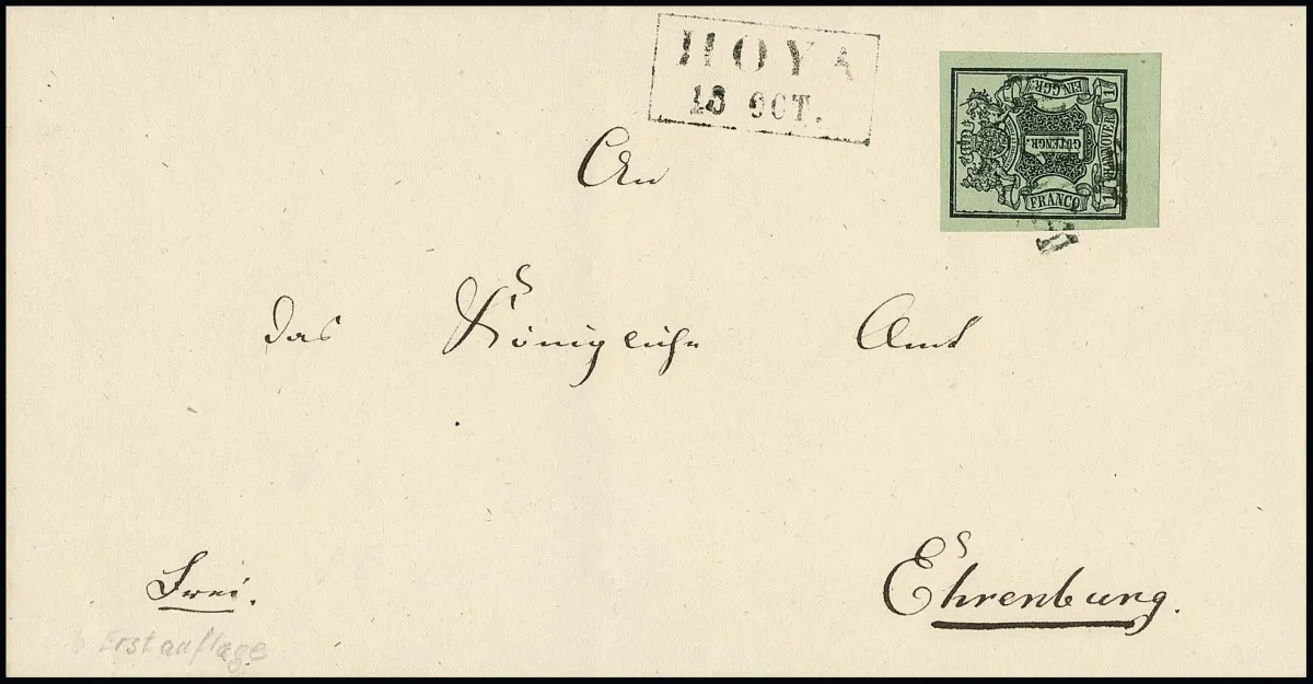 "Hoya", L1 en noir et bleu, Ra2 chacun adjacent, sur deux lettres de luxe 1 Ggr.