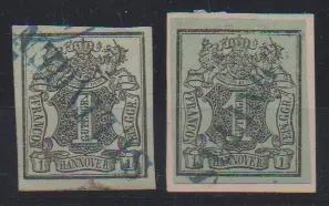 "Suhlingen", L1 comme oblitération anticipée sur pièce de lettre de cabinet 1 Ggr. noir/vert mer, ainsi que sur 1 Ggr. noir/gris-vert détaché