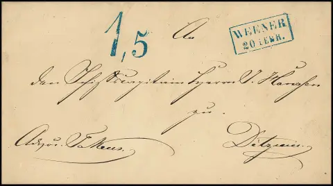 "Weener", 1863, Ra2 bleu avec tampon fiscal "1,5" très clair sur lettre de luxe pour Ditzum, expertise photo Berger, ArGe 600,-
