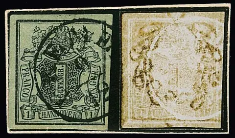 1 Ggr. noir/vert-gris, filigrane inversé, pièce de cabinet avec K1 de Brême, signé Friedl avec ancien certificat. Mi. 300,-