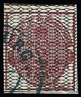 3 Pfge. carmin, noir quadrillé, pièce de cabinet en impression très profonde avec K2 de Harburg, signé Köhler. Mi. 350,-
