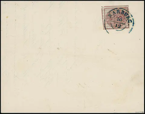 3 Pfge. carmin, noir quadrillé, exceptionnellement larges marges avec trois timbres voisins, pièce de cabinet avec K2 "Harburg" sur imprimé (sans boucle), signé Bühler et photo-exp. Berger