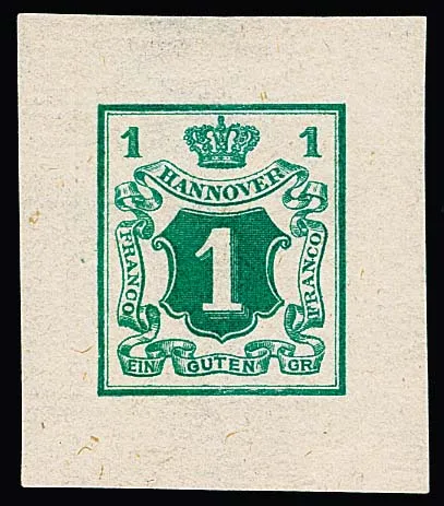 1 Ggr. donkergroen, Culemann koperdruk op geribd handgeschept papier, onberispelijk, gesigneerd Berger, Lechte nr. 33c