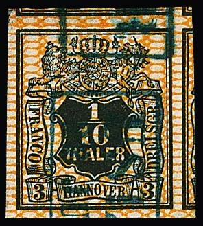 1/10 Th. schw./orange, Kabinett-Schnittriese mit drei Nebenmarken