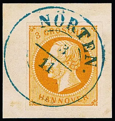 3 Gr. donkeroranje op kabinetbriefstuk met gecentreerd K2 "Nörten", gesigneerd Krause