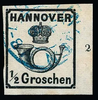 1/2 Gr. zwart, onberispelijk gestempeld rechter randstuk met rijnummer "2", gesigneerd Pfenninger