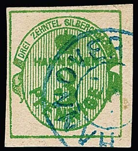 3 Pfge. vert, pièce de cabinet avec K2 de Hannover, signé Köhler, Dr. Pirl. Mi. 1200,-