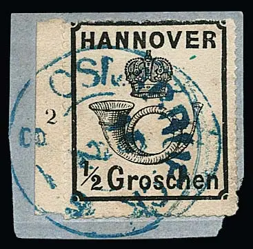 1/2 Gr. zwart, witte gom, normaal doorstoken, van linker velrand met rijnummer "2" op prachtbriefstuk met K2 "Osnabrück", gesigneerd Brettl. Mi.…