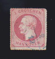 1 Gr. roze, links iets schaarafscheiding, met de bijzonderheid "onder dubbele doorboring", gestempeld