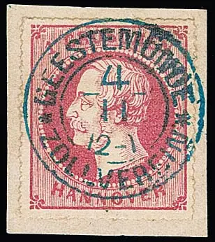 1 Gr. roze op luxe briefstuk met centrische K2 "Geestemünde Zollverein"