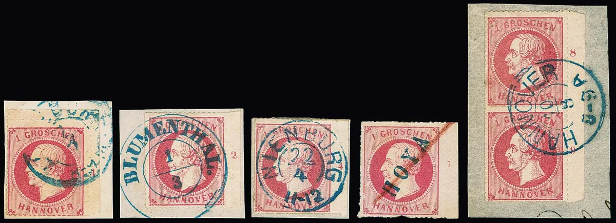 1 Gr. růžová, deset pravých orazítkovaných okrajových kusů, čísla řad "1" až "11", bez "10", kompletní