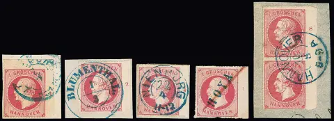 1 Gr. roze, tien rechter gestempelde randstukken, rijnummers "1" tot "11", zonder "10", volledig