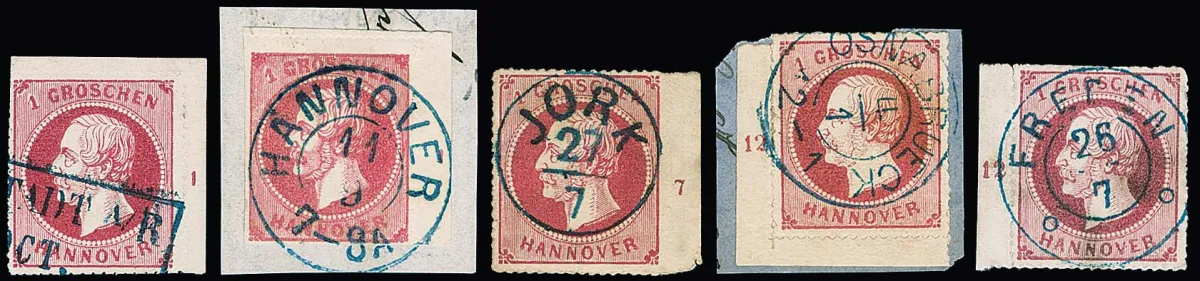 1 Gr. rosa, 13 gestempelte Randstücke mit Reihenzahlen, dabei auch drei Bogenecken