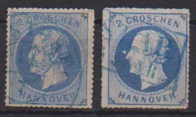 2 Gr. blau, Plattenfehler "geschwungene 2" (kl. Mgl., sign. Bringmann) und IV (tadellos, Fotoexp. Berger) je gest. Mi. 400,-