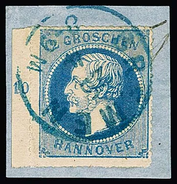 2 Gr. blauw van linker velmarge met rijnummer "10" op kabinetbriefstuk met K1 "Bremen", gesigneerd Berger