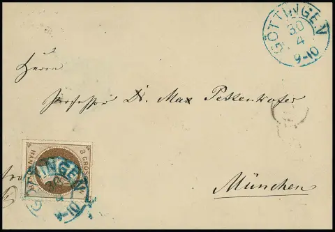 3 Gr. bruin van linkermarge vel (rijnummer "7") op kabinetbrief van Goslar naar Oldenburg (gesigneerd Krause), plus nog een enkelvoudige frankering, Mi. 360,- +