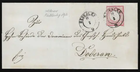 "Neukalen", nagezonden K2-stempel duidelijk op kabinetbrief 1 Gr. klein borstschild