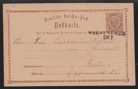"Warnemünde", duidelijke doorverwezen L2 op 1/2 Gr. Brustschild kaart