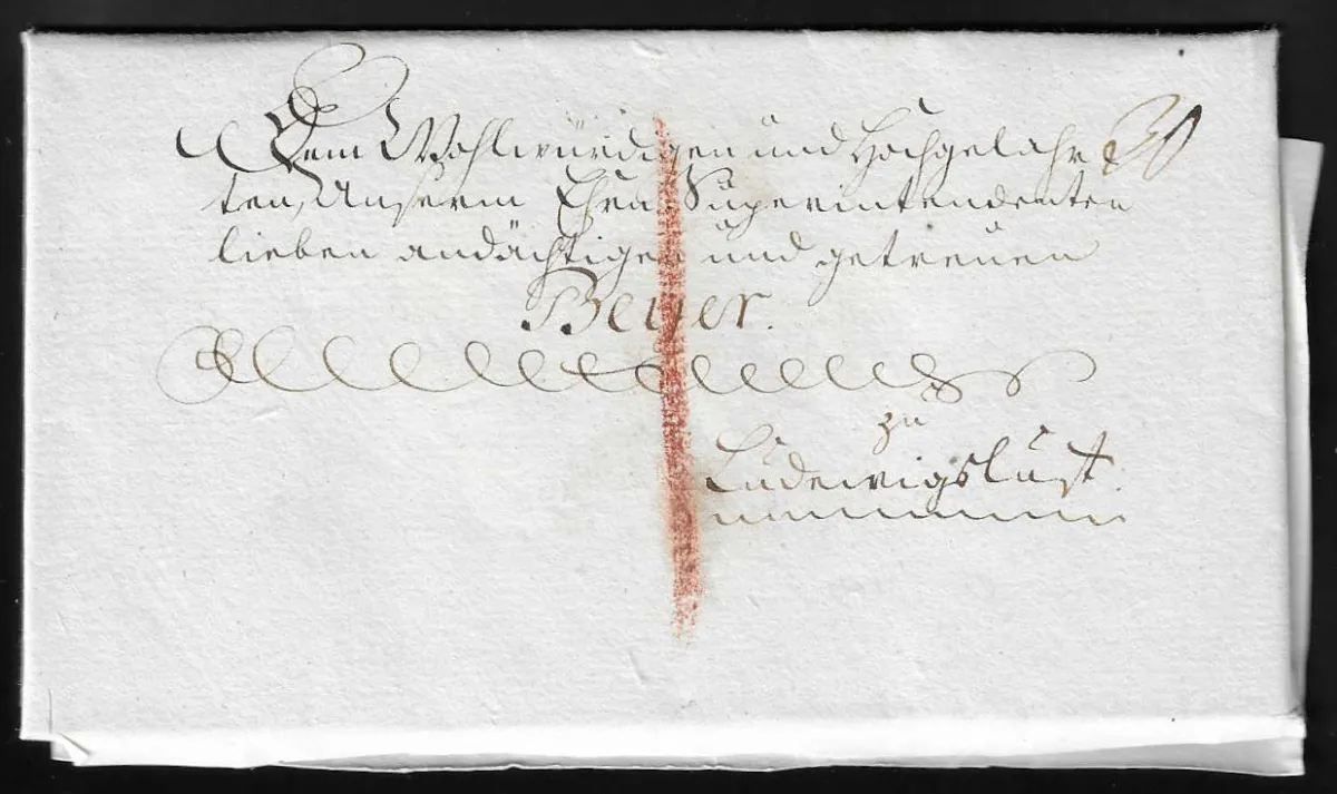 1784, "Friedrich", hertog van Mecklenburg, genoemd "de Vrome" of "de Goedige" (1717-1785), volledig bewaard gebleven vouwbrief "Friedrich von Gottes Gnaden…