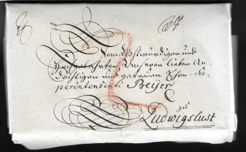 1786, "Friedrich Franz I.", groothertog van Mecklenburg (1756-1837), twee volledig bewaard gebleven vouwbrieven "Friedrich Franz von Gottes Gnaden Herzog zu…