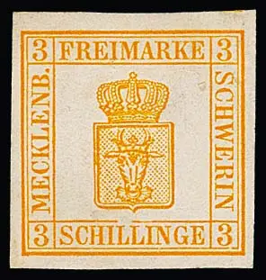 3 Sch. oranje, plaatfout IV, ongebruikt prachtexemplaar zonder gom, Mi. 260,-