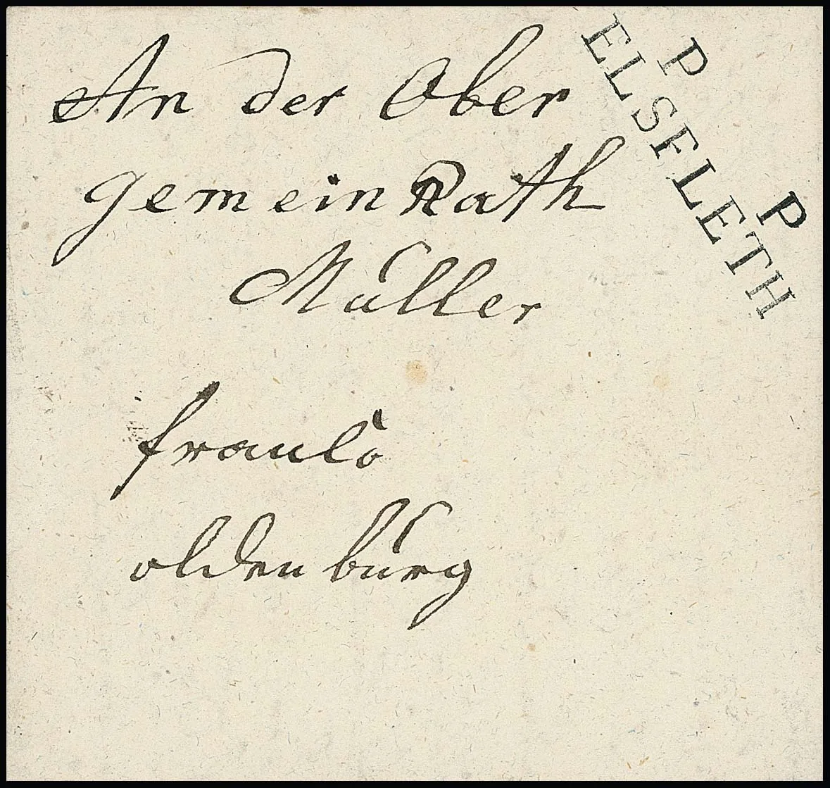 "Elsfleth", 1814, 2.5., besonders klarer L2 "P.P. ELSFLETH" auf Luxusbrief nach Oldenburg