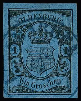 "Langwarden", velmi vzácný K2, podle Hb. používaný pouze od 26.4. do 16.10.1860, jasný a vycentrovaný na širokomarginálním kabinetním kuse 1 Gr.
