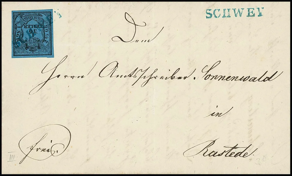 "Schwey", синий L1 чёткий на кабинетном письме 1/30 Th. чёрн./син.