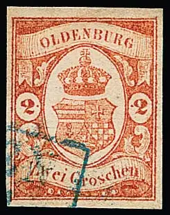 2 Gr. rumělkově červená, bez motivu orazítkovaný, širokomarginální kabinetní kus, signováno Pfenninger, Bühler, Dietrich. Mi. 550,-