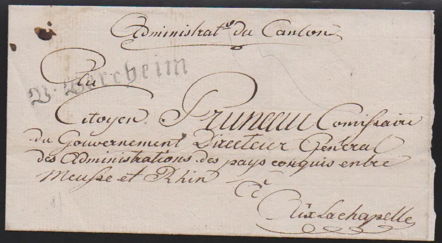 "Bergheim", (1790), vzácný první velký fraktur L1 "V. Bercheim" jasně na obálce dopisu do Cách, Feuser 350,-
