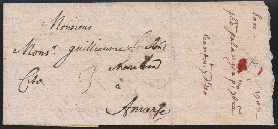 "Bonn", 1702, plus ancien, lettre transportée par la poste fermière Payot à Anvers