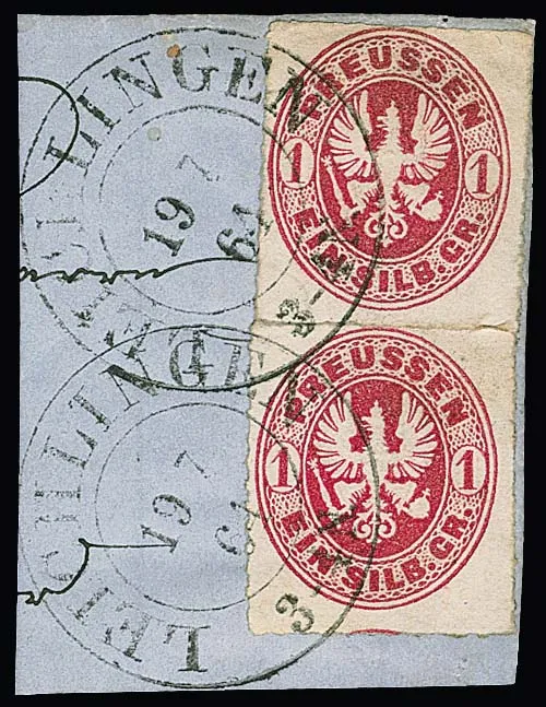 "Leichlingen", rare Rheinland-K2 net sur fragment avec deux fois 1 Sgr.