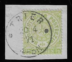 "Trier", K1 sur lettre étrangère avec affranchissement tricolore NDP pour la France, ainsi qu'en bleu (!) sur fragment 1/3 Gr. NDP