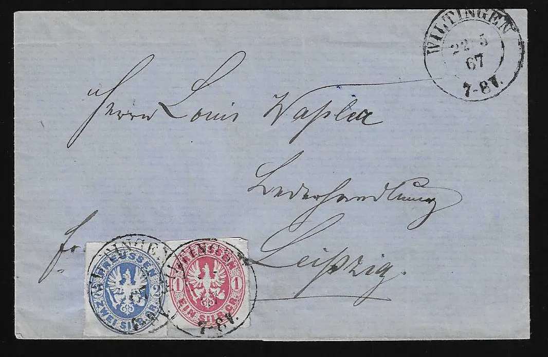"Wiltingen", bon K2 sur lettre de cabinet avec 1 et 2 Sgr.