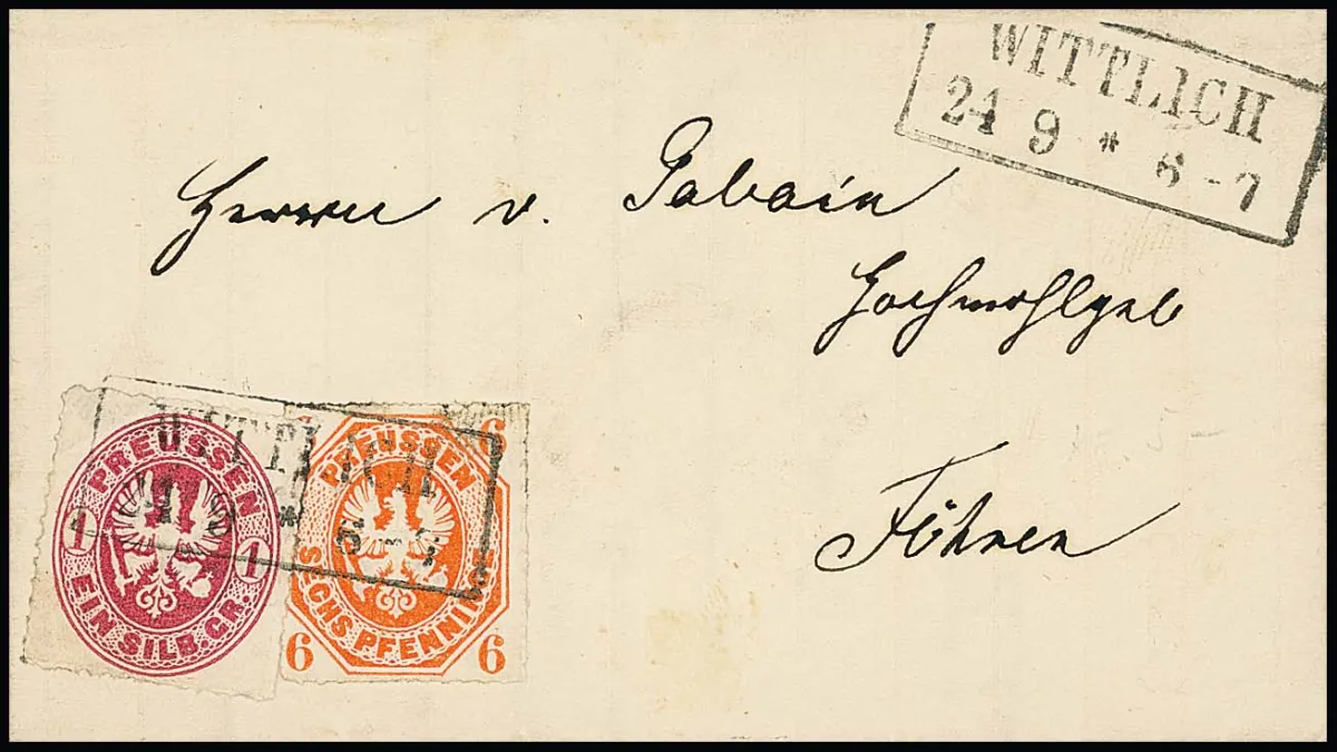 "Wittlich", Ra2 sur lettre de commande rurale avec 6 Pfge. et 1 Sgr. pour Föhren