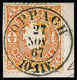 "Oppach", voller K2 auf Kabinettbriefstück 1/2 Ngr. Wappen